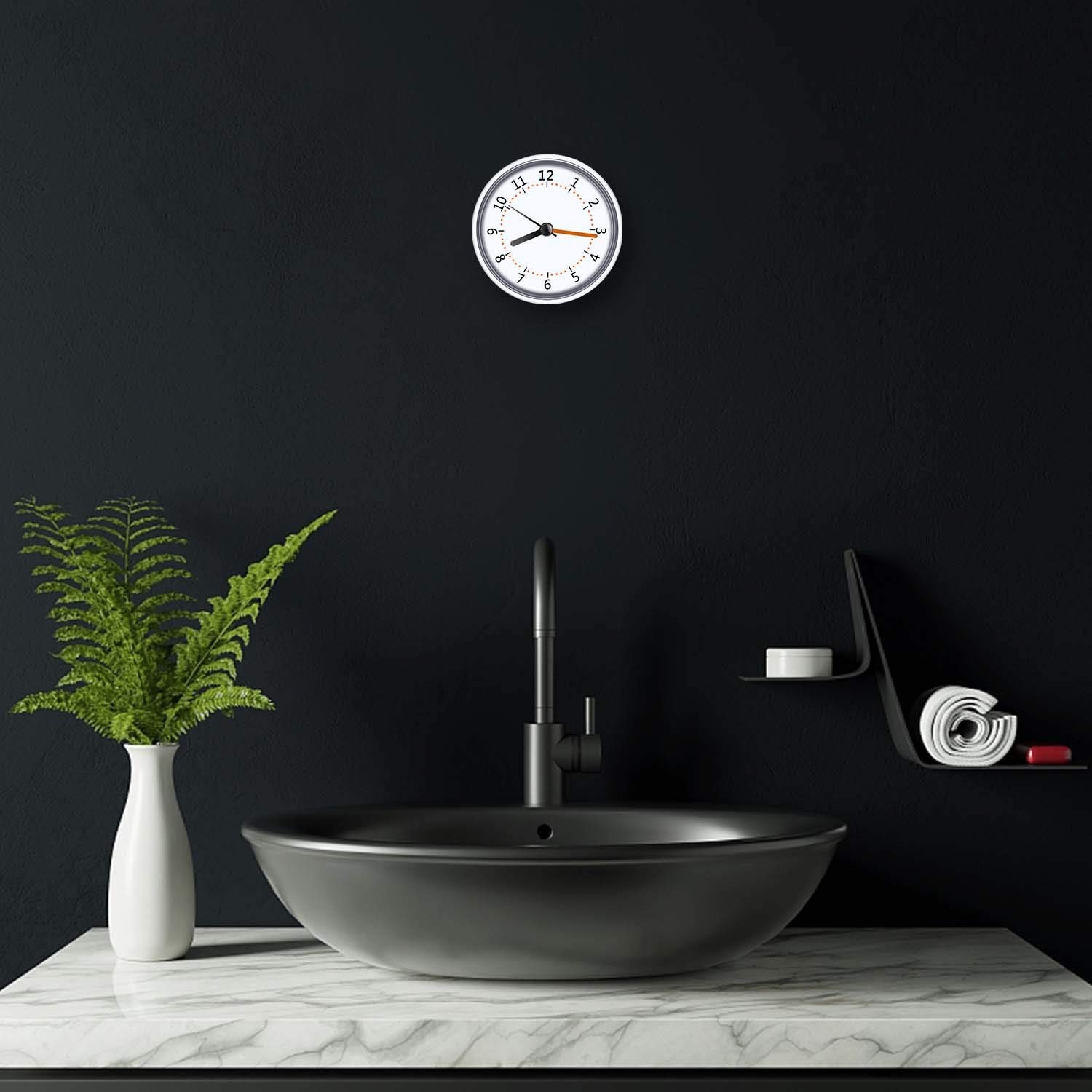 Mini Shower Clock Waterproof IP24 Wall Clock Suction Cup Bathroom Clock 1pc
