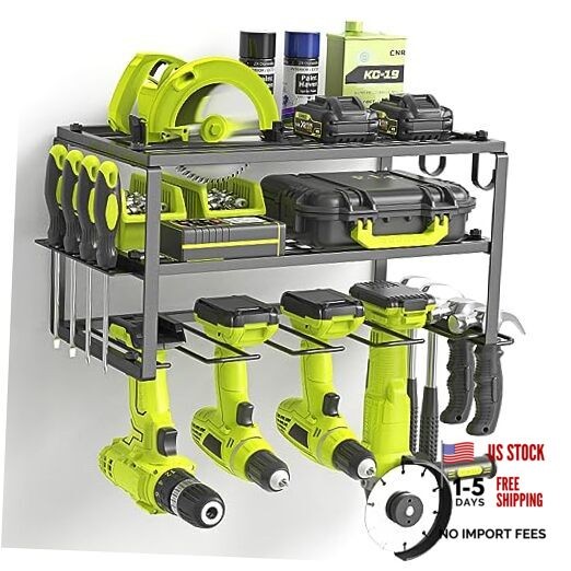 Power Tool Organizer, Heavy Duty Iron, 3 Layers Storage Rack 4 Drill Holders A