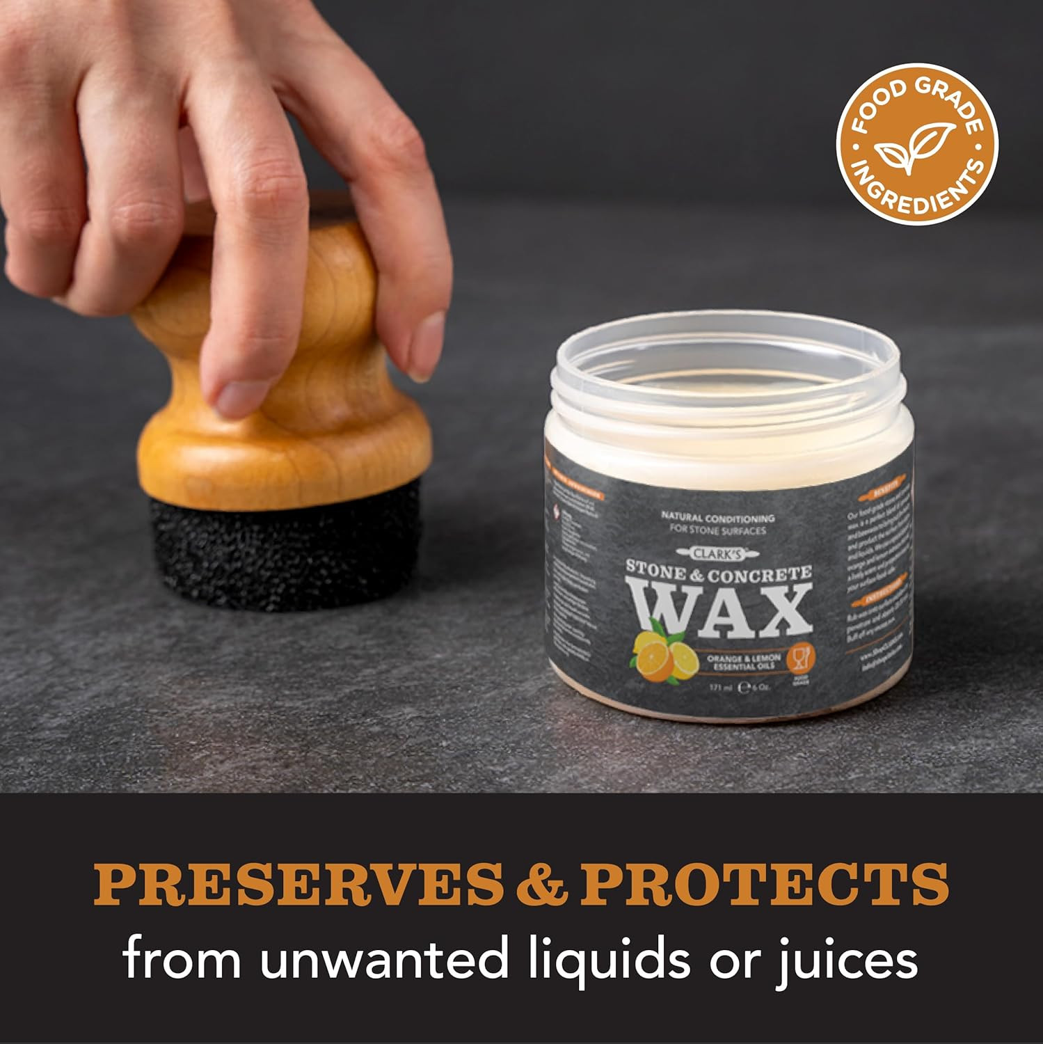 CLARK’S Stone and Concrete Wax - Soapstone Wax with Orange and Lemon Extracts -