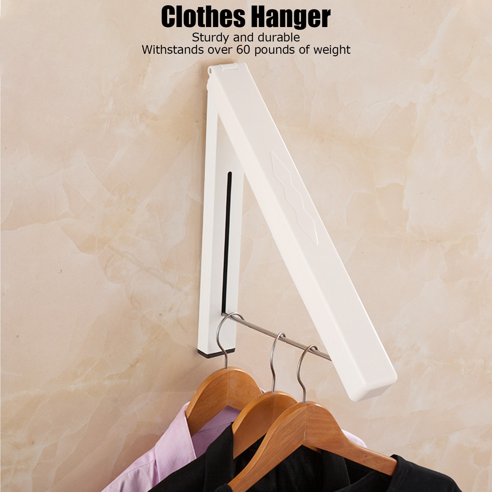 Wall Mounted Folding Retractable Clothes Hanger Multifunctional Drying Rack For