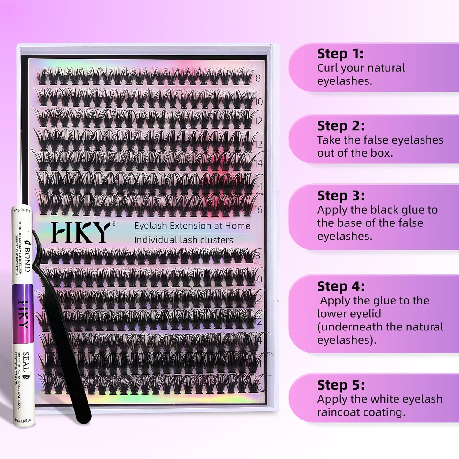 280pcs Wispy Lash Clusters 8-16mm C Curl DIY Eyelash Extension Kit