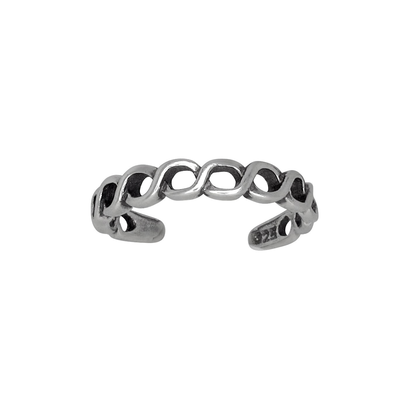 Sterling Silver .925 Braided Style Toe Ring adjustable size | Made In USA