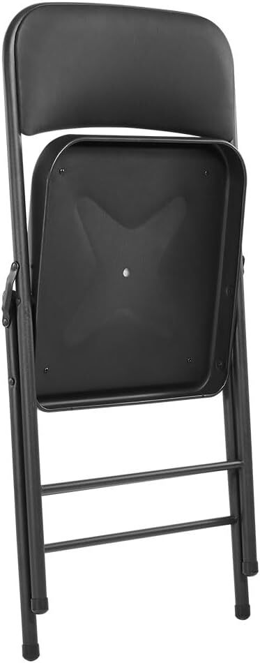 Vinyl Black Steel Frame Padded Folding Chair(4 PACK)
