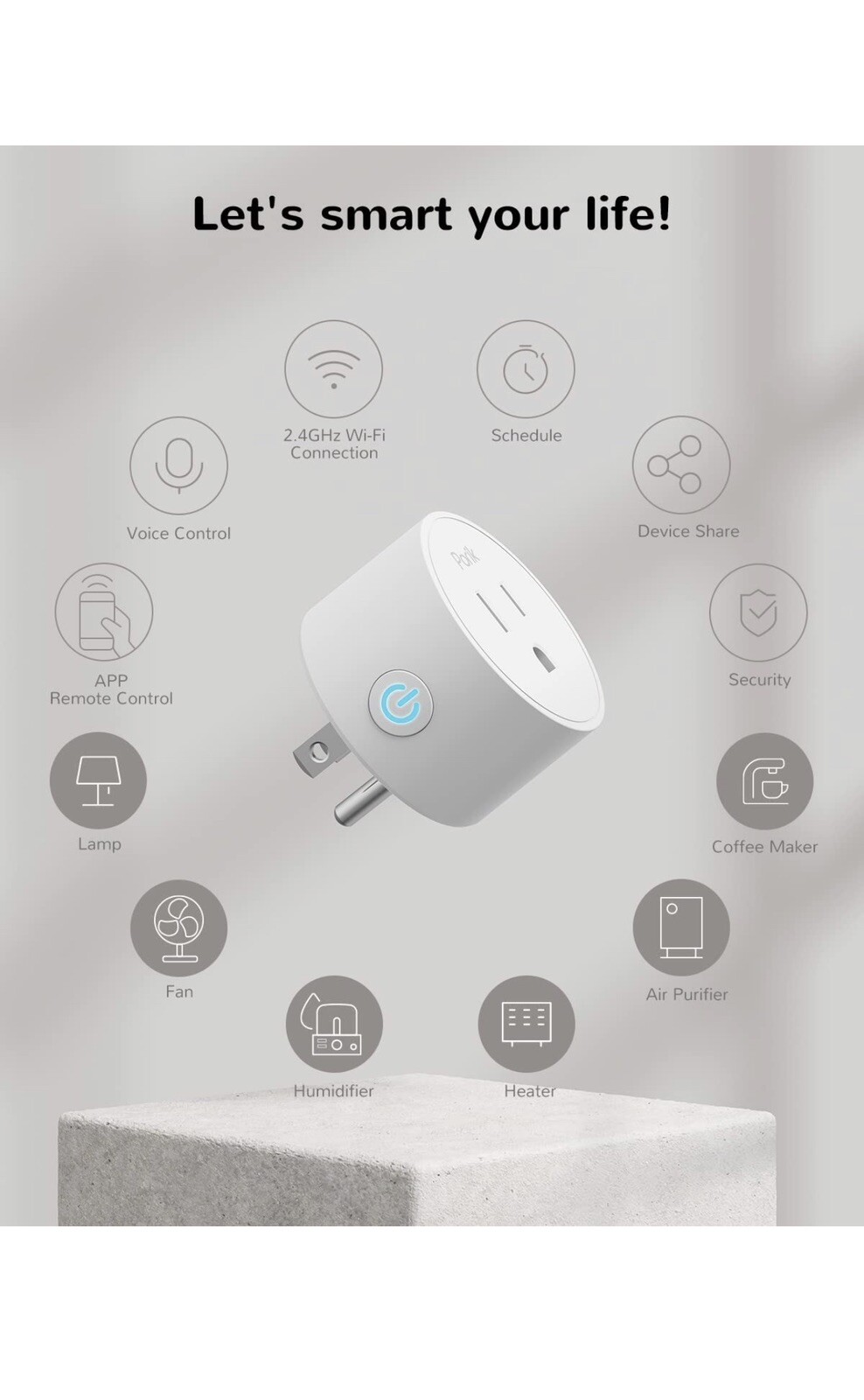 Mini Smart Plug, Wifi Outlet Socket Compatible with Alexa and Google Home, Remot
