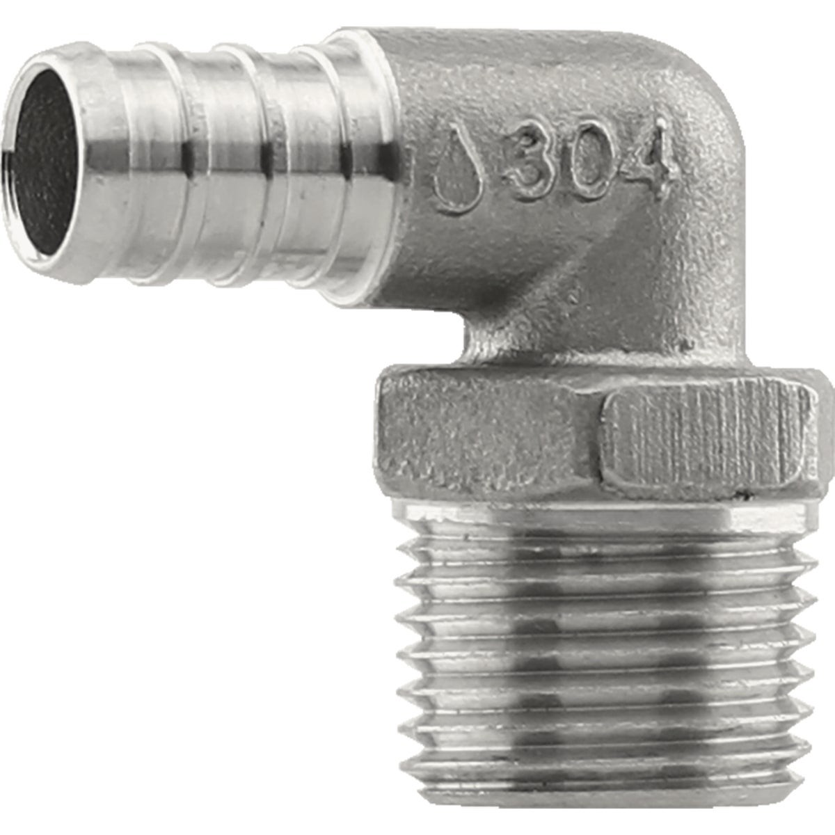 Plumbeeze 1/2 In. PEX x 1/2 In. Stainless Steel MPT Elbow PE-PS-ME05 PLUMBEEZE