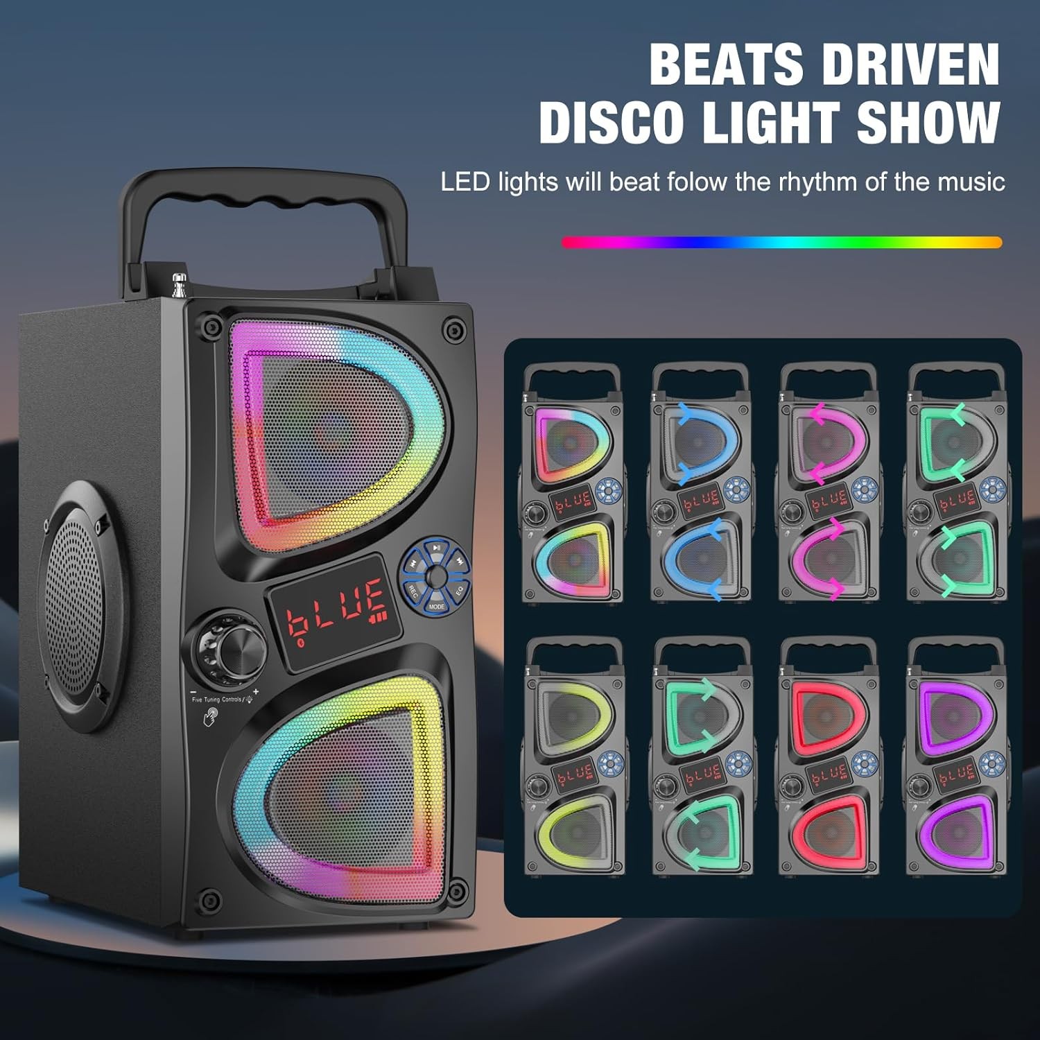 Bluetooth Speaker, 60W(Peak) Wireless Portable Bluetooth Speakers, Beat-Driven