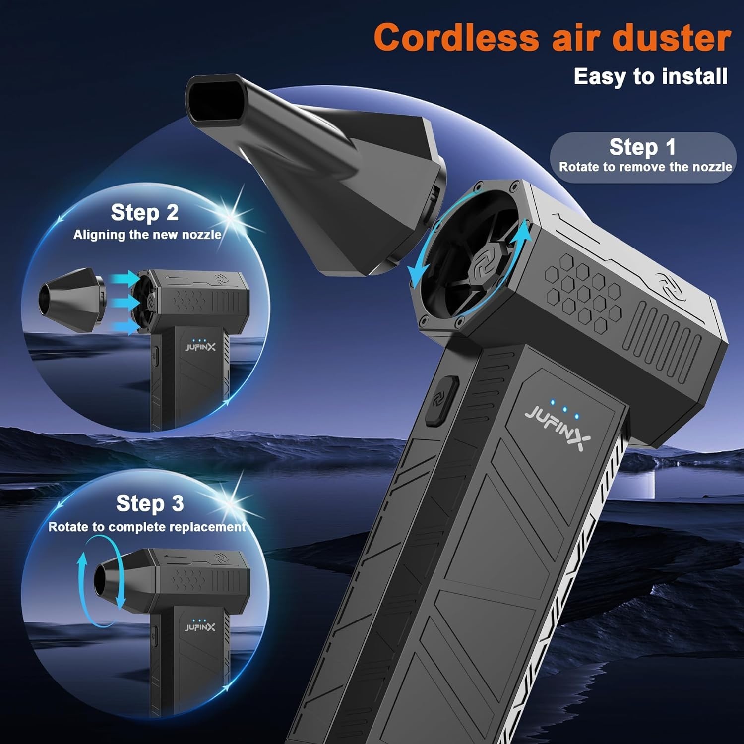 Rechargeable Air Duster - Brushless Motor, 10W Fast Charge