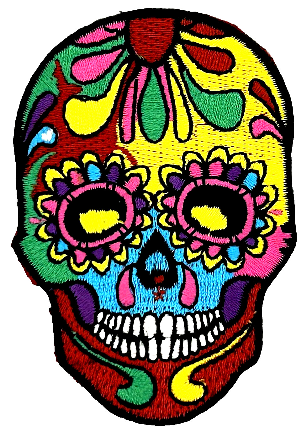 Sugar Skull Embroidered Iron on Patch Music Applique