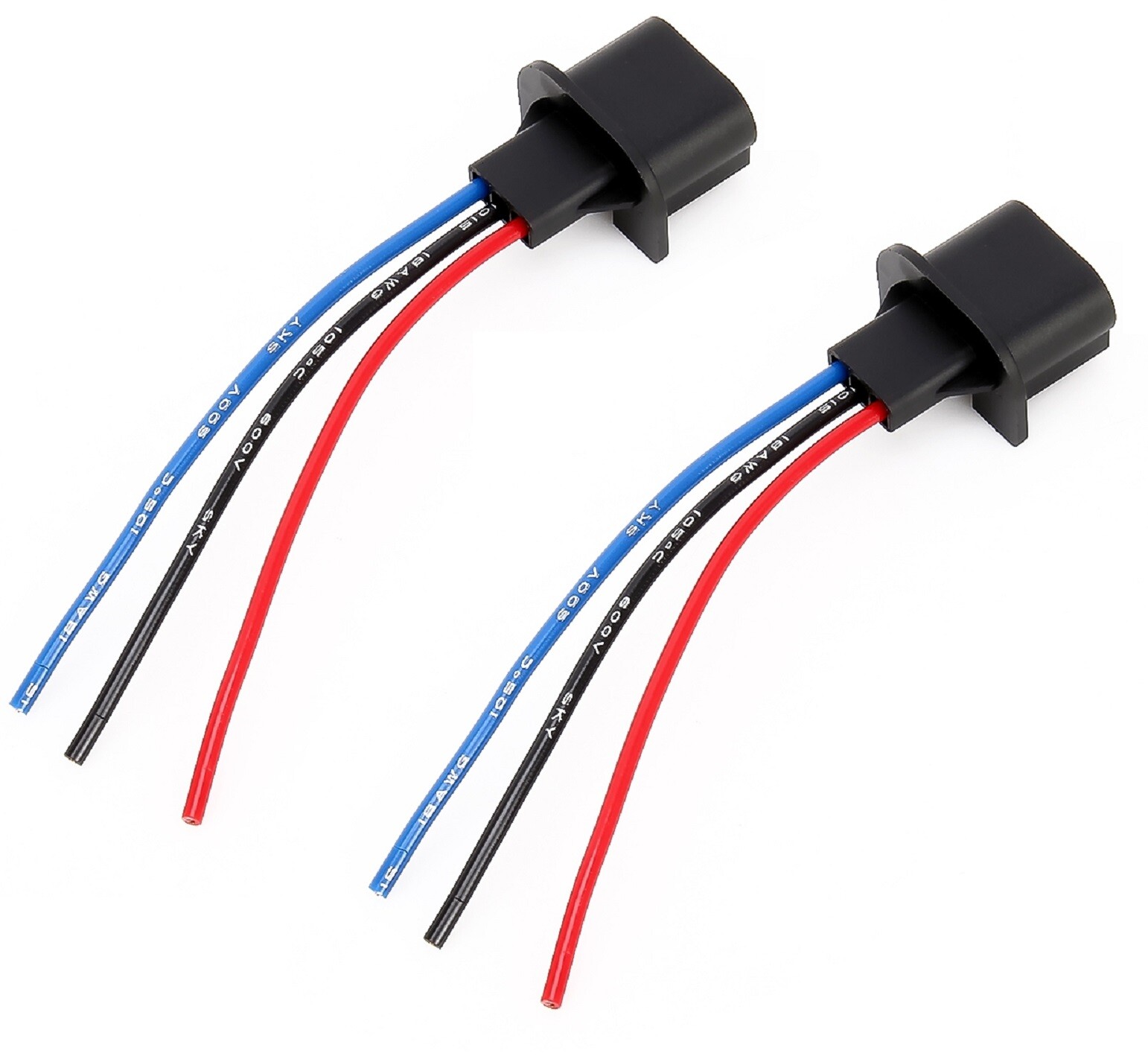 Wire Pigtail Male 9008 H13 Two Harness Head Light Replace Socket Plug Connector
