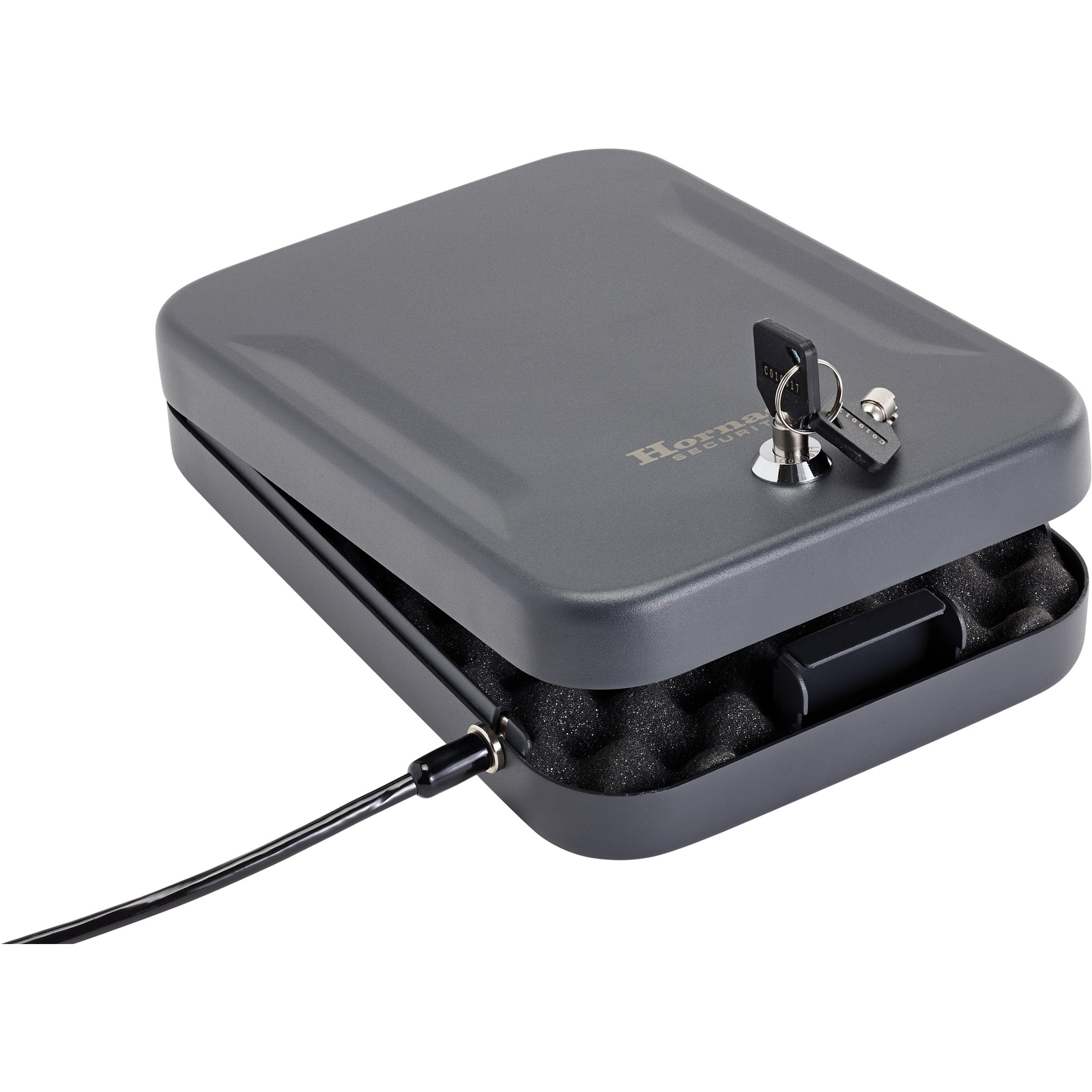 Hornady X-Large Lock Box Black Finish with Lock Key and Cable for Secure Storage