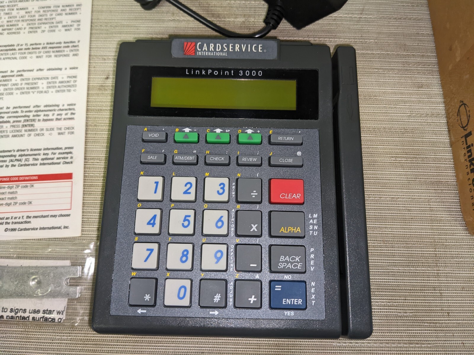 LinkPoint LP3000 Credit Card Reader Terminal, Power Adapter & Cable (M6)