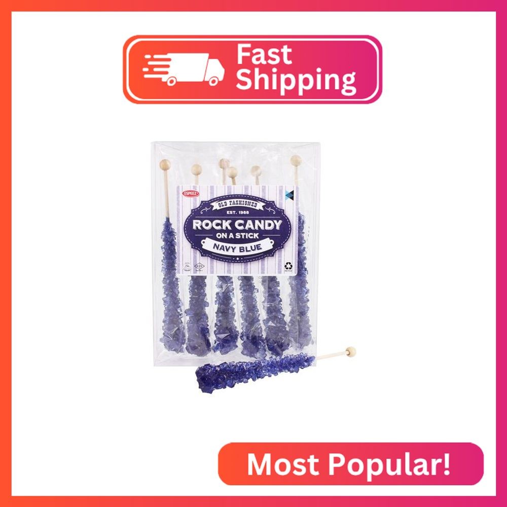 Extra Large Rock Candy Sticks: 6 Navy Blue Rock Candy Sticks - Blueberry - Indiv