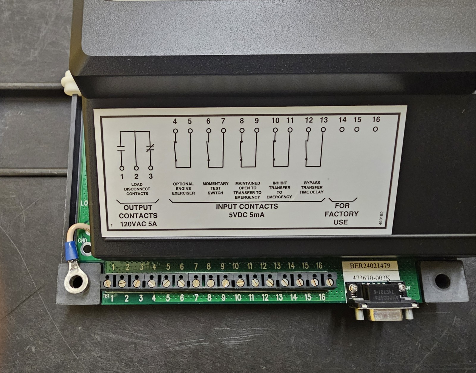 asco series 300 automatic transfer switch (240V) 104A Controller and Display