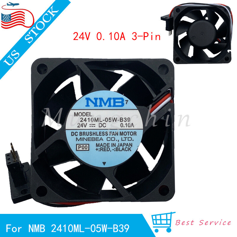For NMB 2410ML-05W-B39 Double Ball Drive Cooling Fan 24V 0.10A 3Pin 60*60*25mm