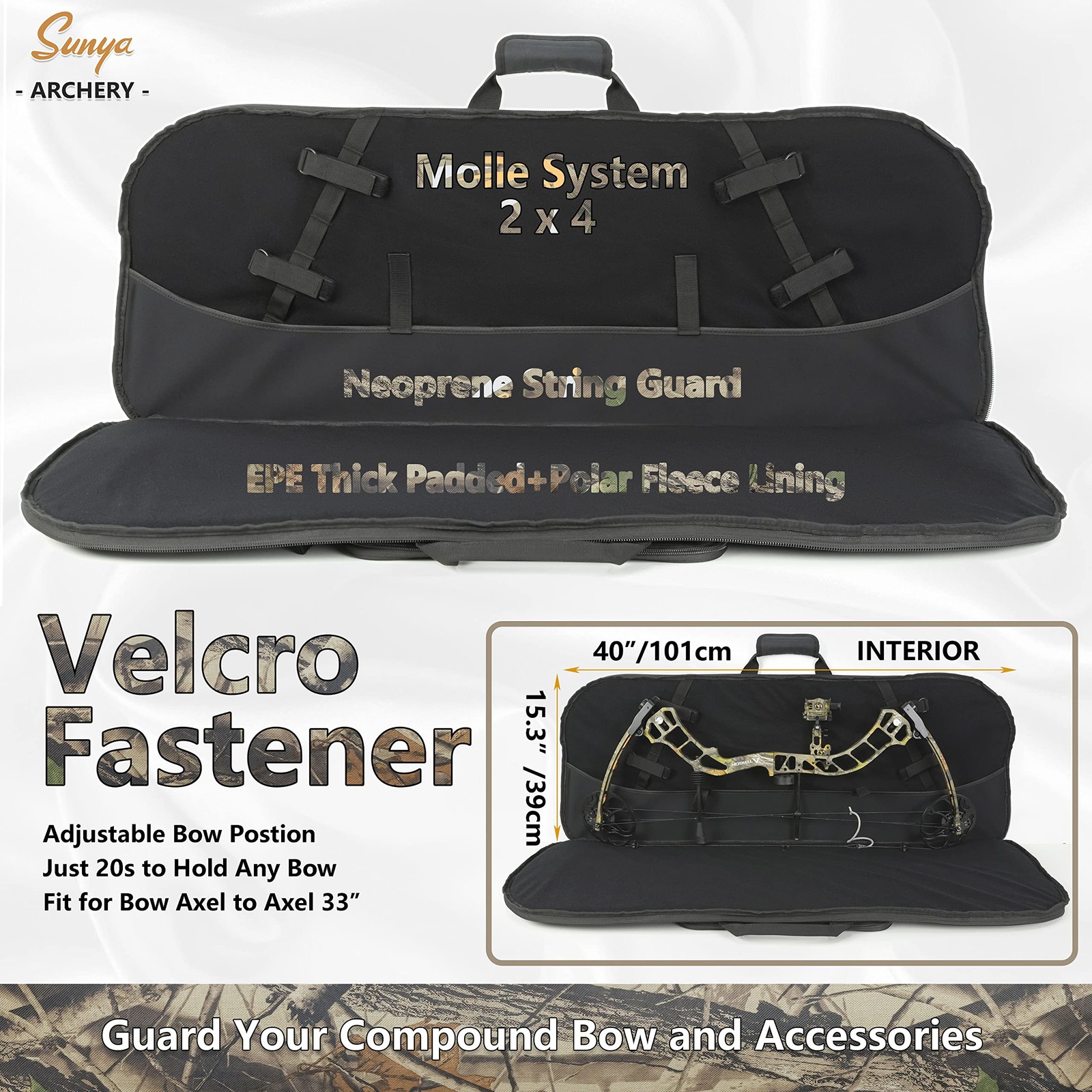 SUNYA Compound Bow Case with Molle System - Neoprene Bow String Protection P...