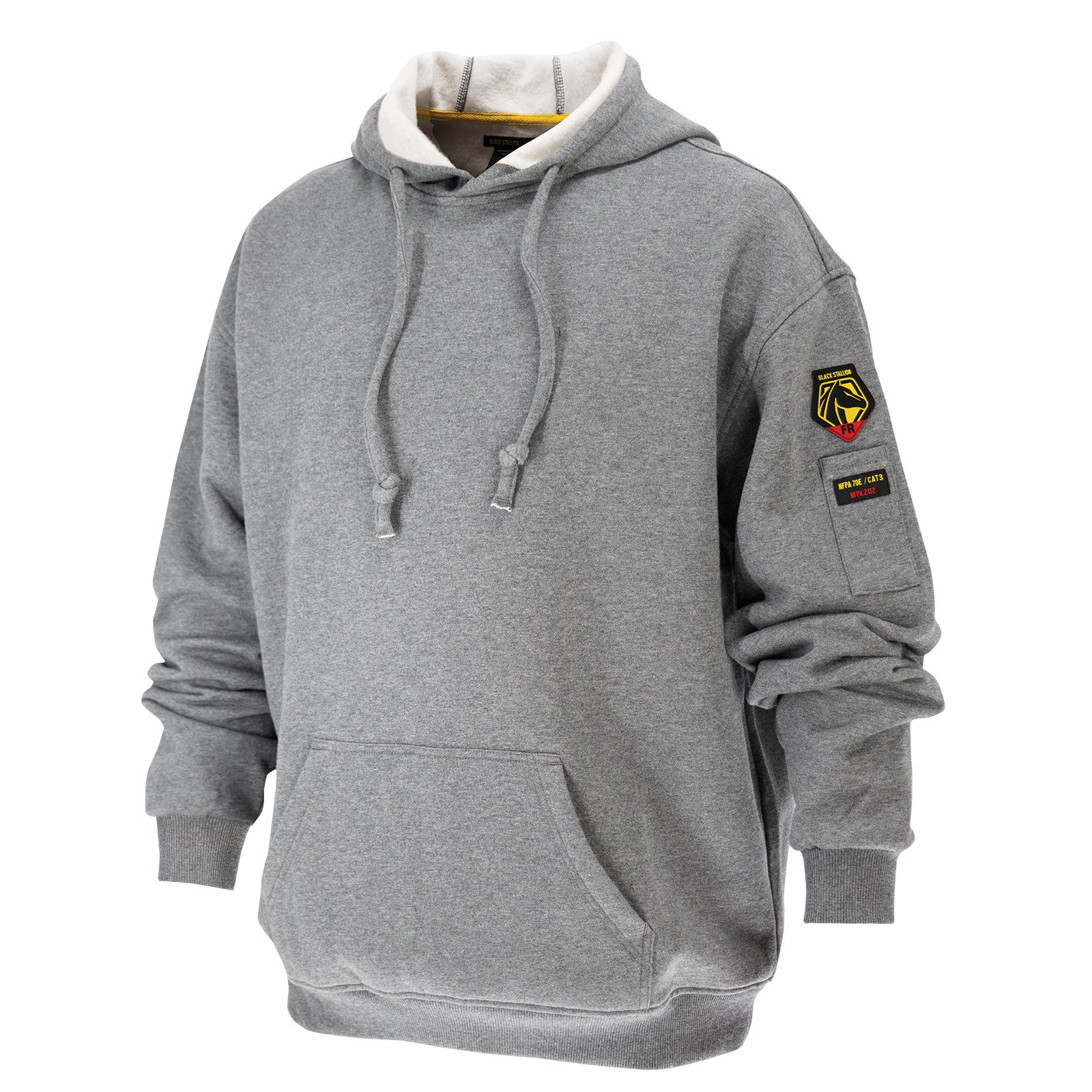 Black Stallion JF1340-GY 12 oz. AR/FR Cotton Pullover Hooded Sweatshirt, 2X-Larg