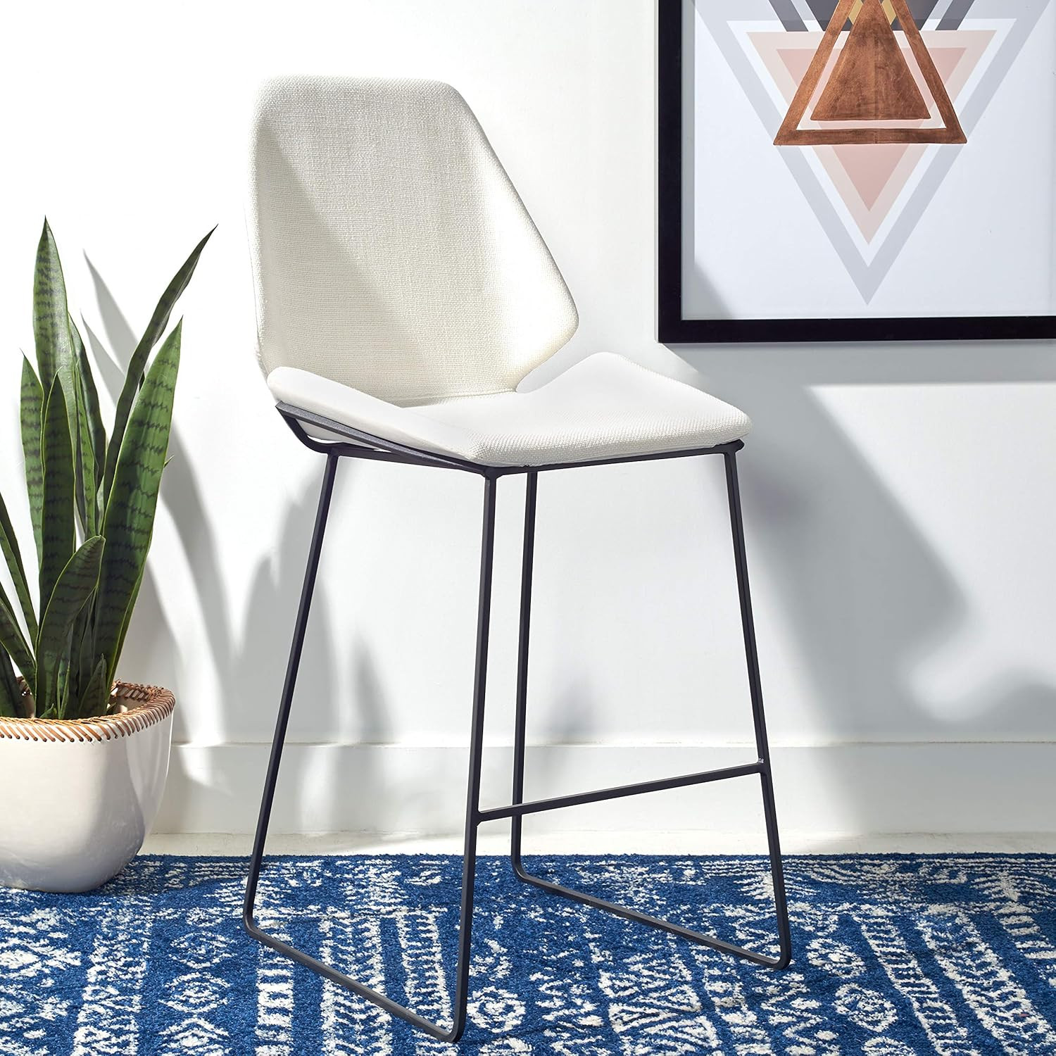 Masami White Faux Leather & Black 26-Inch Counter Stool - Home Collection