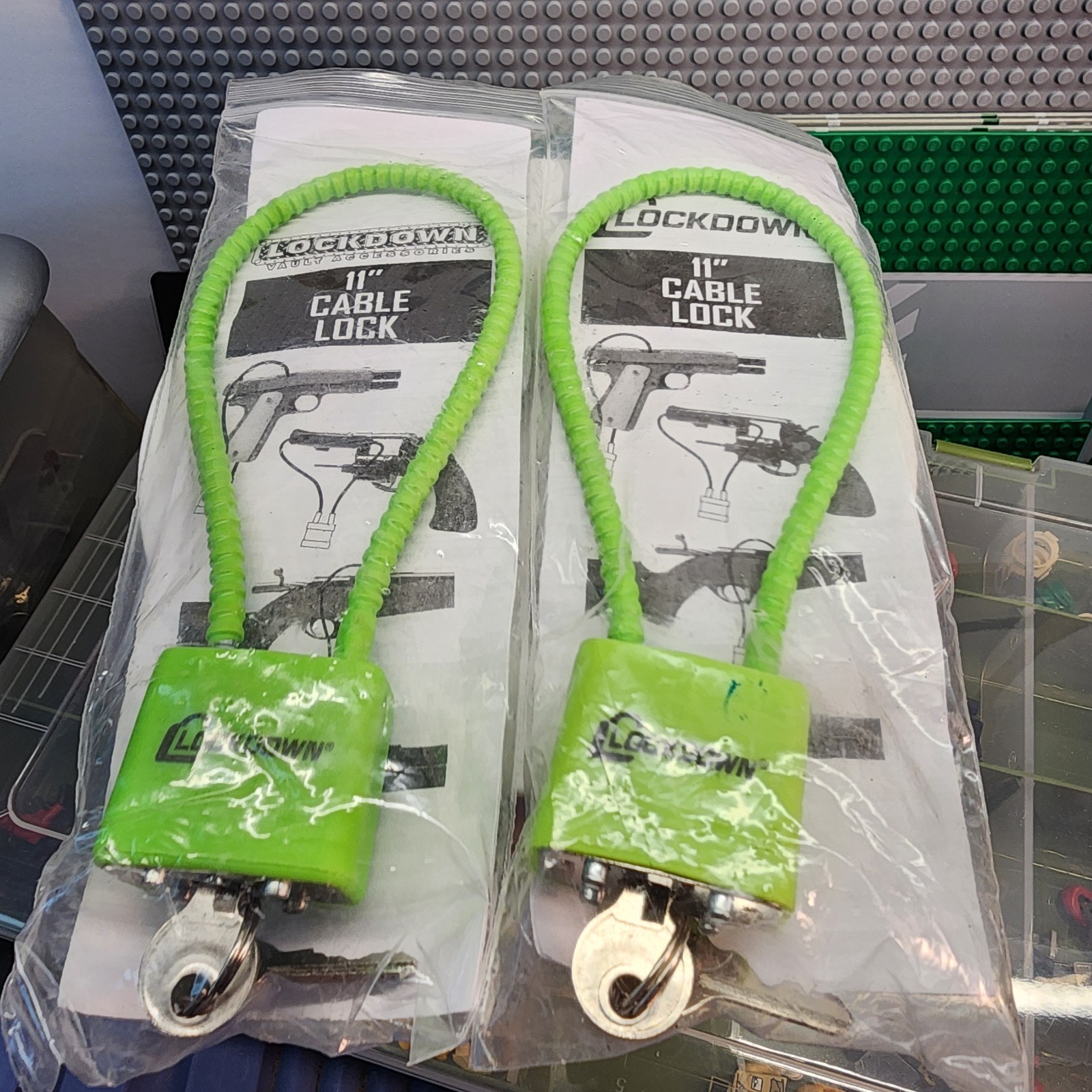 Lot Of 2 Lockdown Firearm Handgun Rifle Shotgun Gun Cable Lock 11” Green New