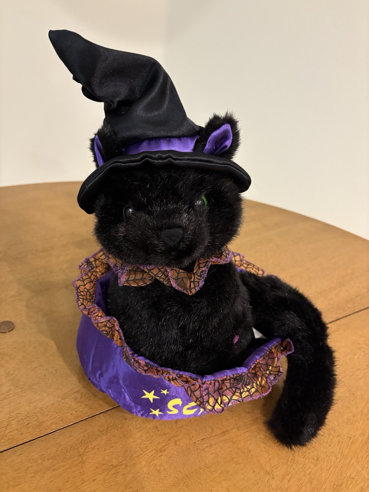 DanDee Scaredy Cat Halloween Black Plush Spinning Head Meow Screech