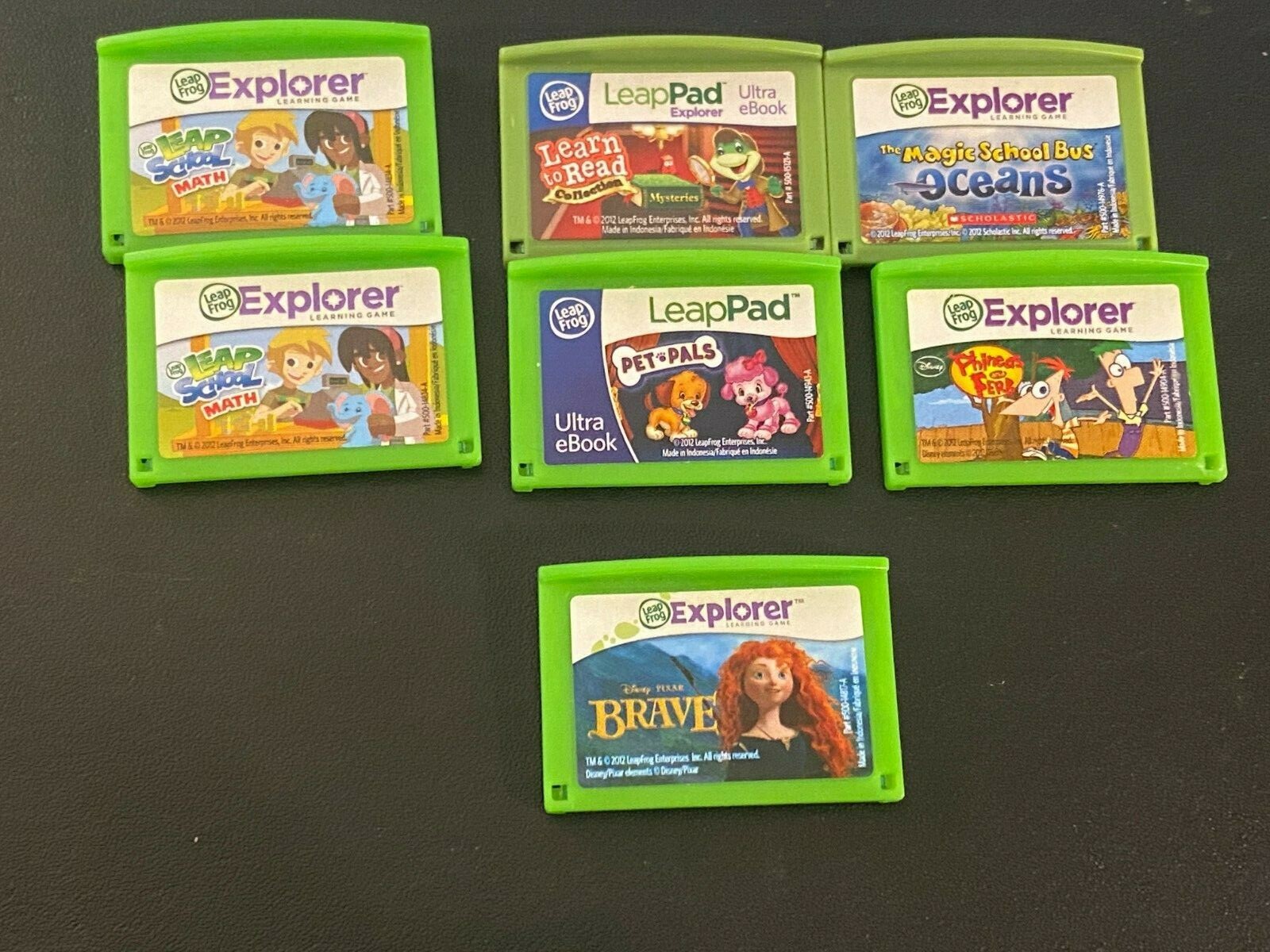 LeapFrog Explorer Game Cartridges Lot of 7 - Math, Reading, Brave, Oceans, Furb