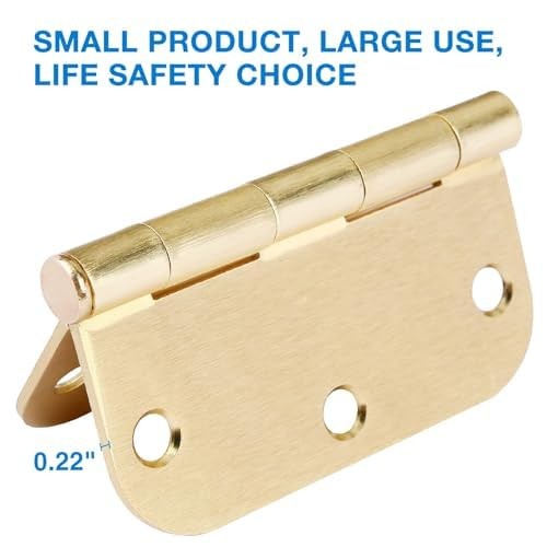 12 Pack Brass Interior Door Hinges 3.5" x 3.5" 5/8 Radius