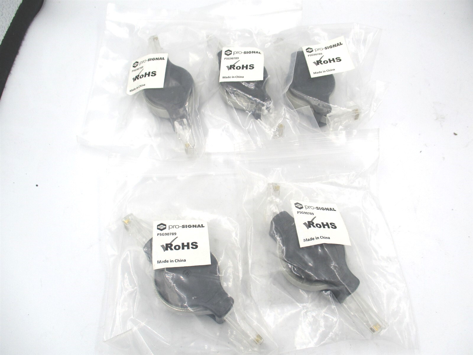 Pro Signal (PSG90789) 1.5m Male-Male Patch Lead Retractable Cat5e RJ45 - Qty 5