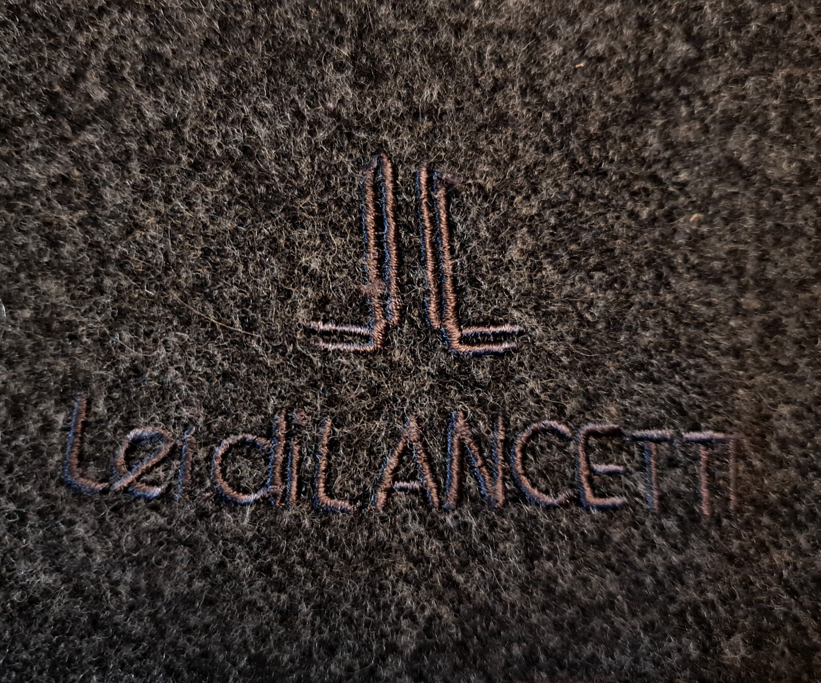 SCARF VINTAGE AUTHENTIC LANCETTI SOLID GRAY LOGO WOOL LONG MENS FRINGE