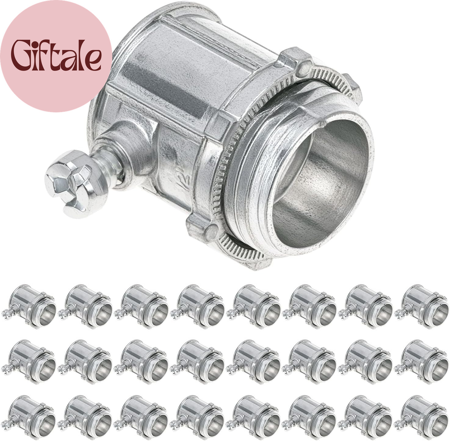 EMT Set Screw Connectors, 1/2" Zinc Die Cast, 25 Pcs Electrical Conduit Fitting,