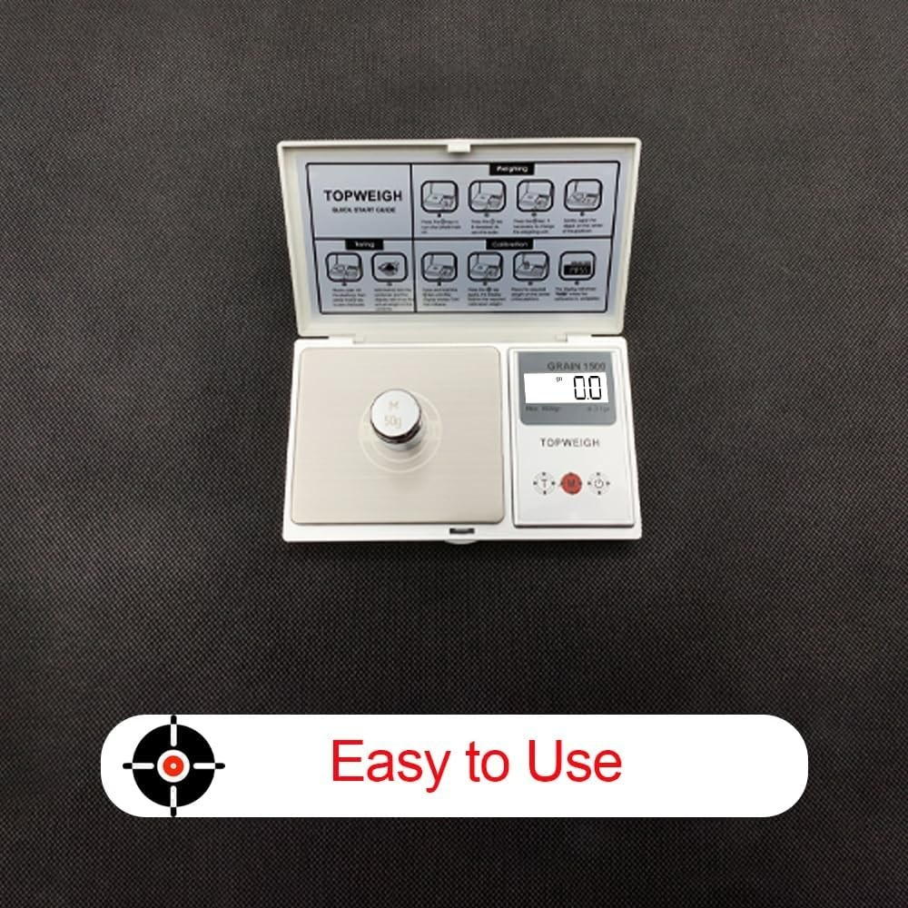Accurate Reloading Scale with LCD Backlight & Calibration Weight - Silver Finish