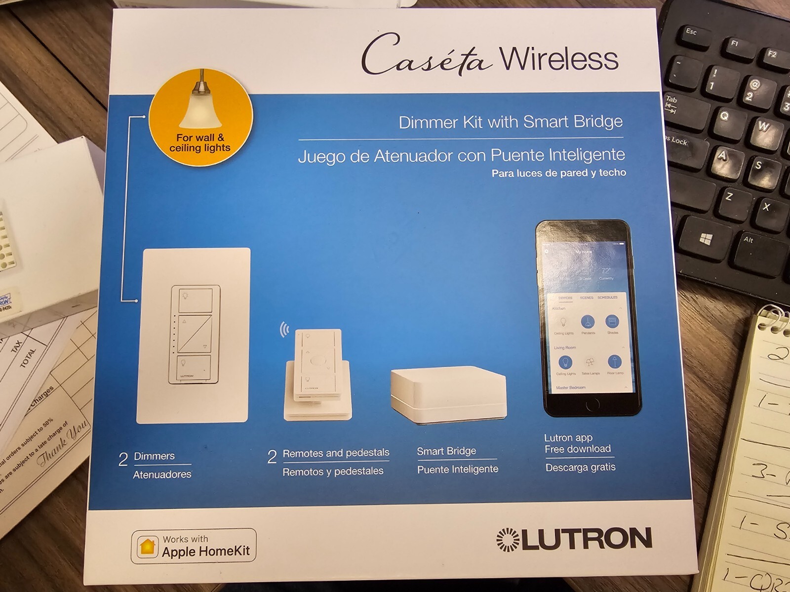 lutron P-BDG-PKG2W CASETA WIRELESS DIMMER KIT WITH BRIDGE