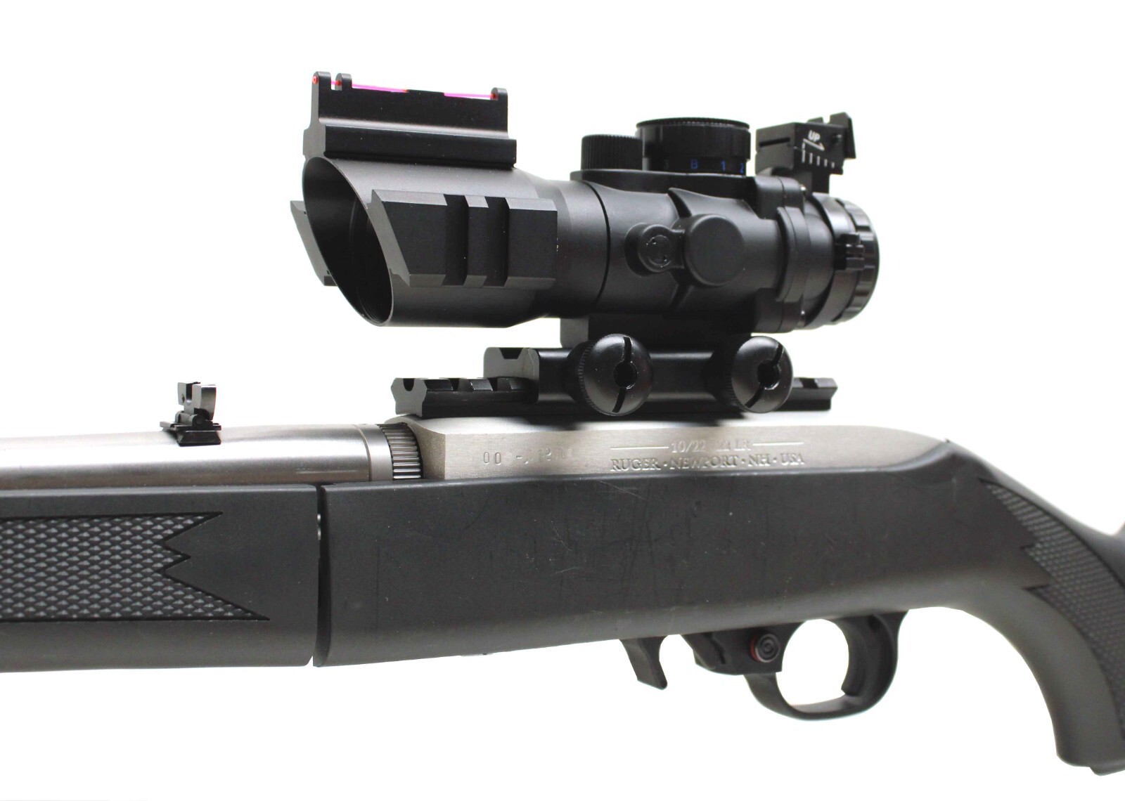 4x32 Scope w/ Tri-Color Illuminated Mil-Dot Picatinny Base Mount for Ruger 10/22