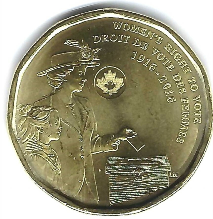 2016 Canadian Brilliant Uncirculated  Women Right to Vote $1 Coin!