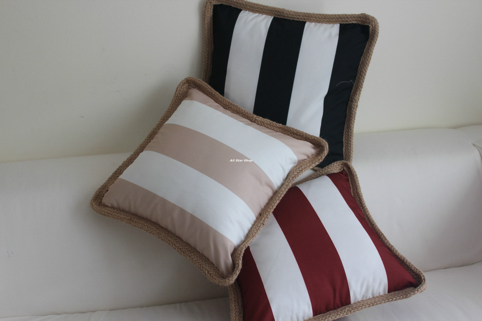 Multicolored with Linen edge In/Outdoor Home CUSHION COVER Throw PILLOW CASE 18"