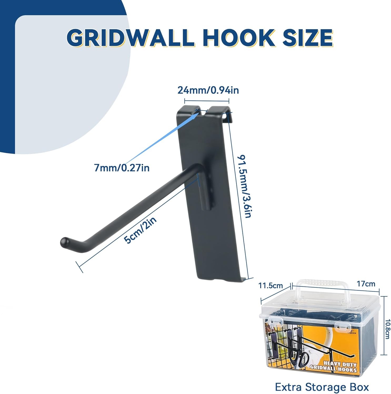 Alyoen Gridwall Hooks 2in, Grid Wall Hangers, Black Grid Panel Hooks, Metal