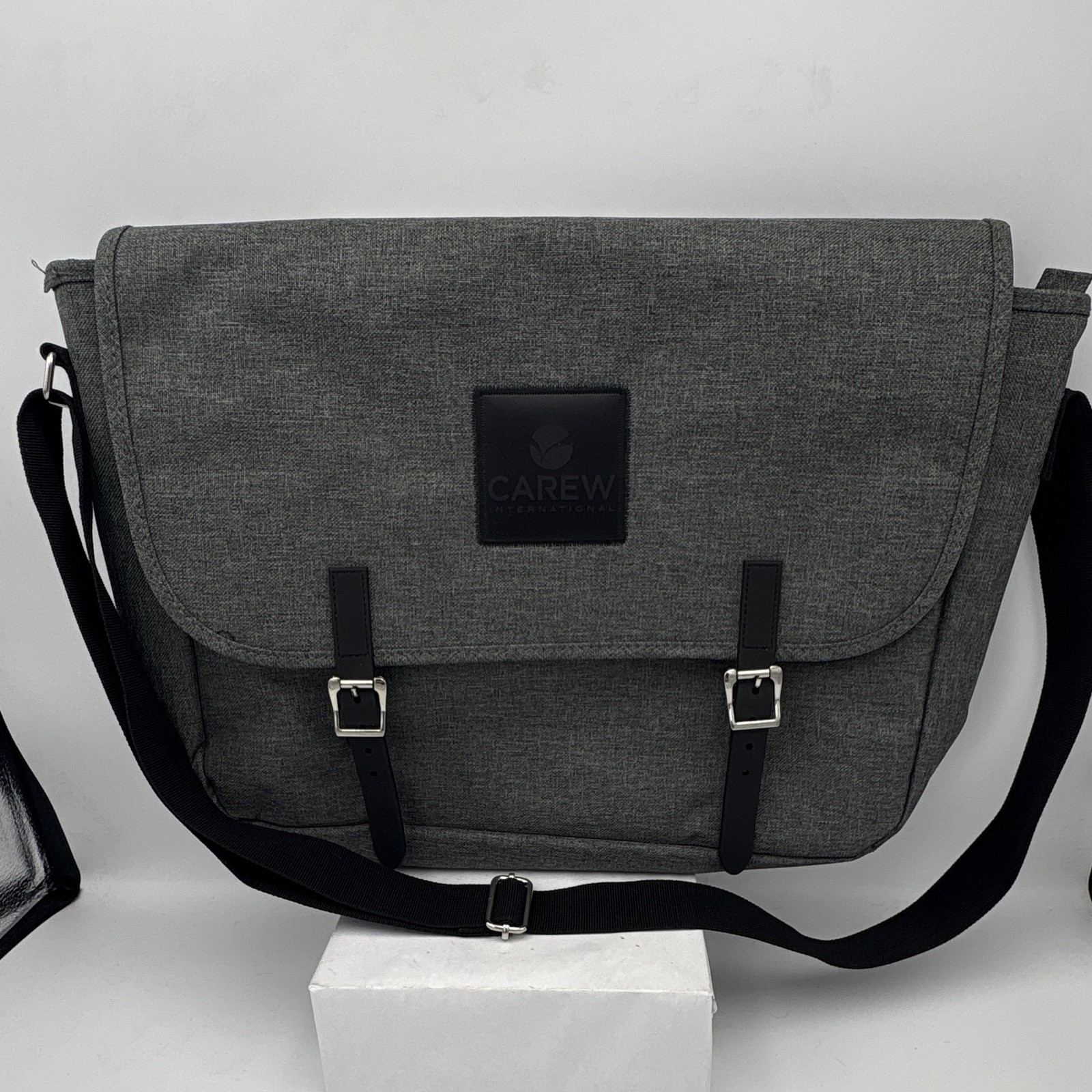 CAREW INTERNATIONAL Gray/Black Shoulder Messenger/Computer Bag, Adjustable Strap