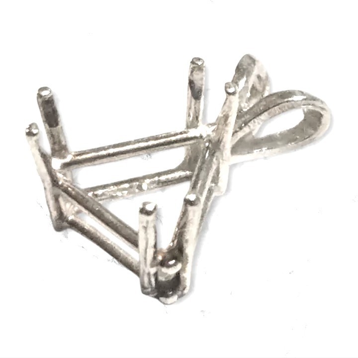 9mm Triangle (Trillion) Sterling Silver Pre-Notched Pendant Setting Mount