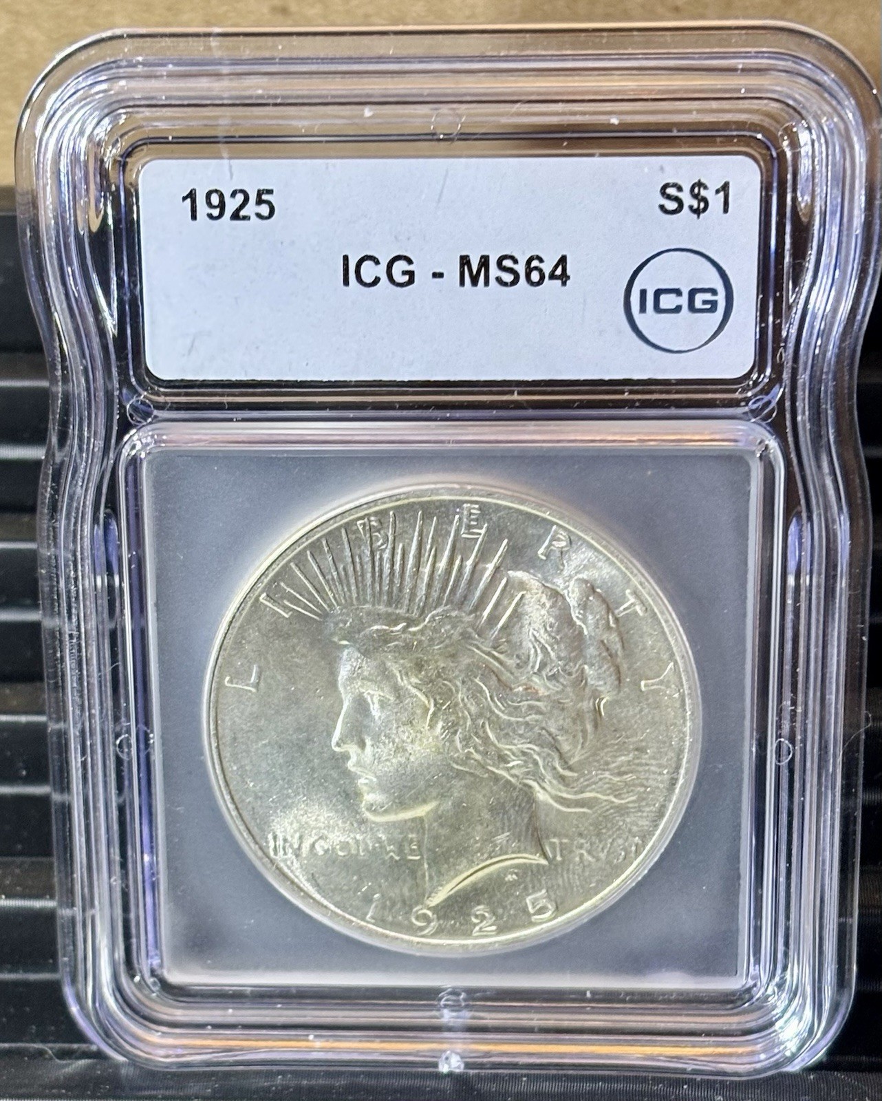 1925 S$1  ICG-MS 64 Peace Dollar $1, Beautiful Blast White Coin