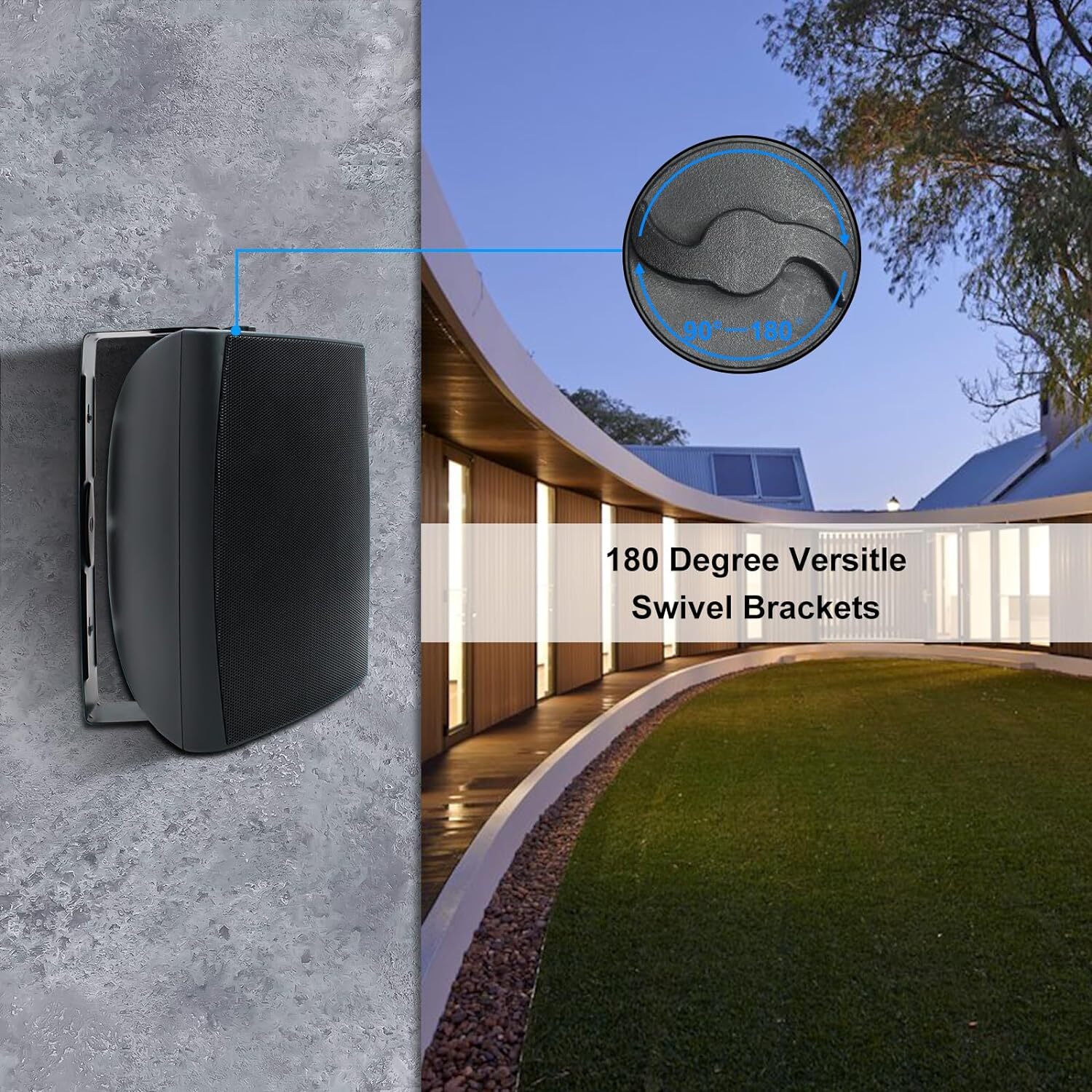 400W 2x 6.5" In/Outdoor Speakers Wired Waterproof Wall Mounted Speakers