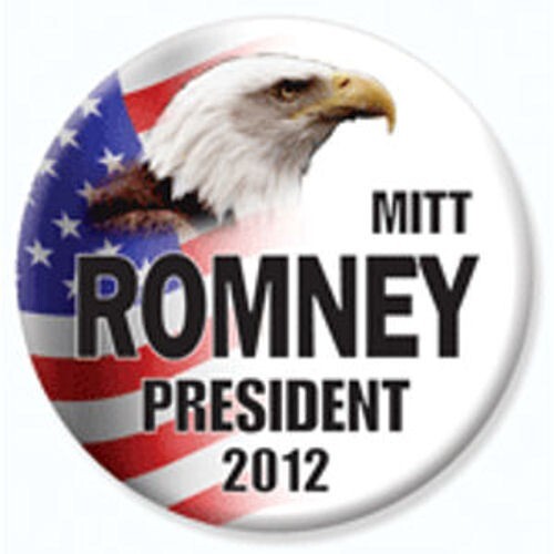 Mitt Romney For President 2012 American Flag Eagle 2.25 Inch Button Pin