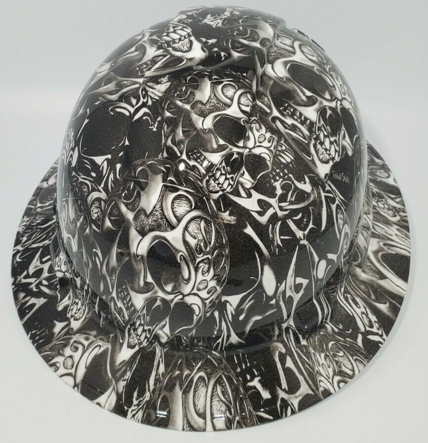 New Full Brim Hard Hat Custom Hydro Dipped TRIBAL SKULLS. Free Shipping!