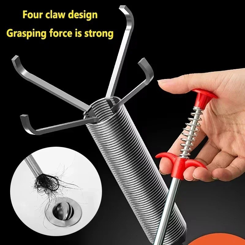 60cm Spring Pipe Dredging Tool Drain Snake Cleaner Clog Remover Kitchen Sink