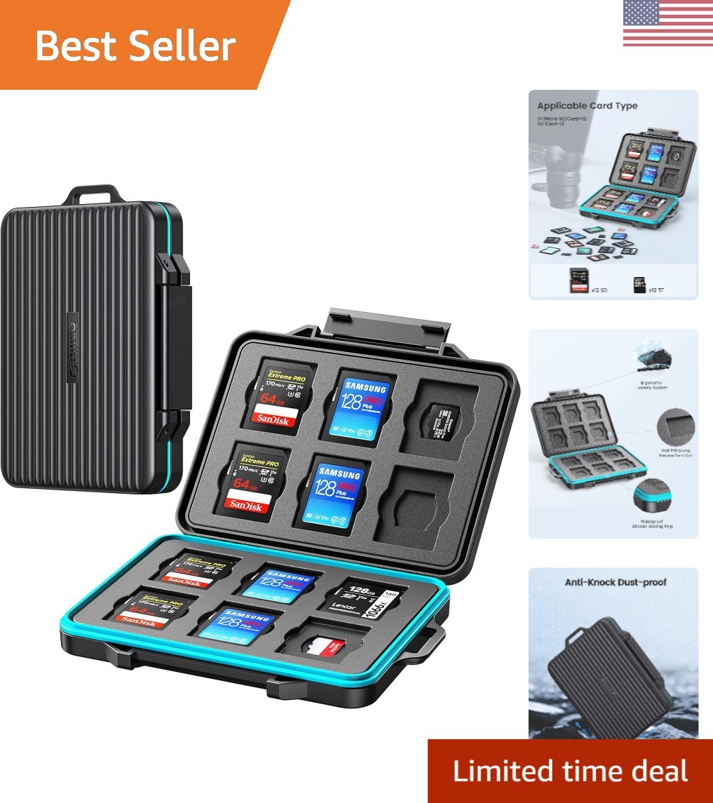 Ultimate Protection: 24 Slot Waterproof SD Card Holder with Ergonomic Design