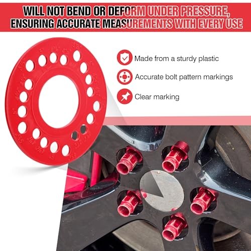2 PCS Wheel Bolt Pattern Measuring Tool, 5 Lug Bolt Template, Trailer Axle Red
