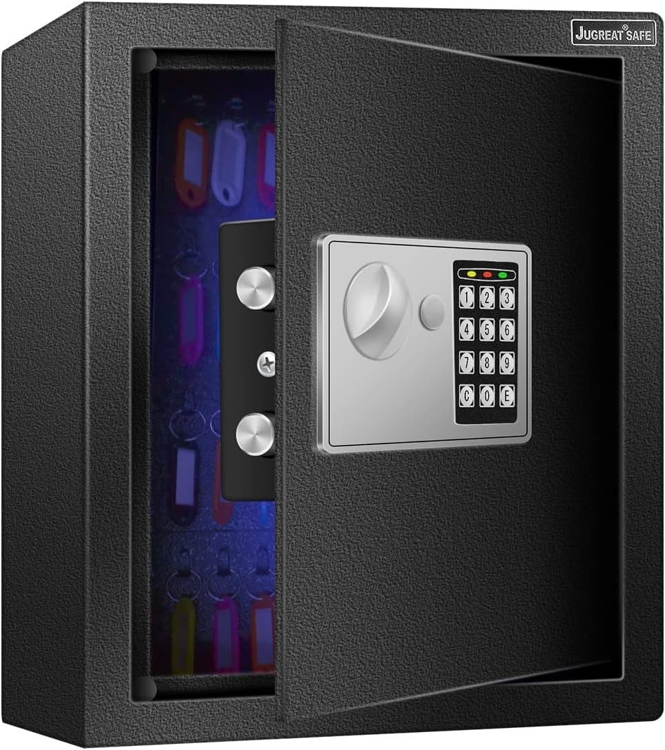 Compact 80 Key Electronic Safe with Sensor Light - Wall-Mounted Security Storage