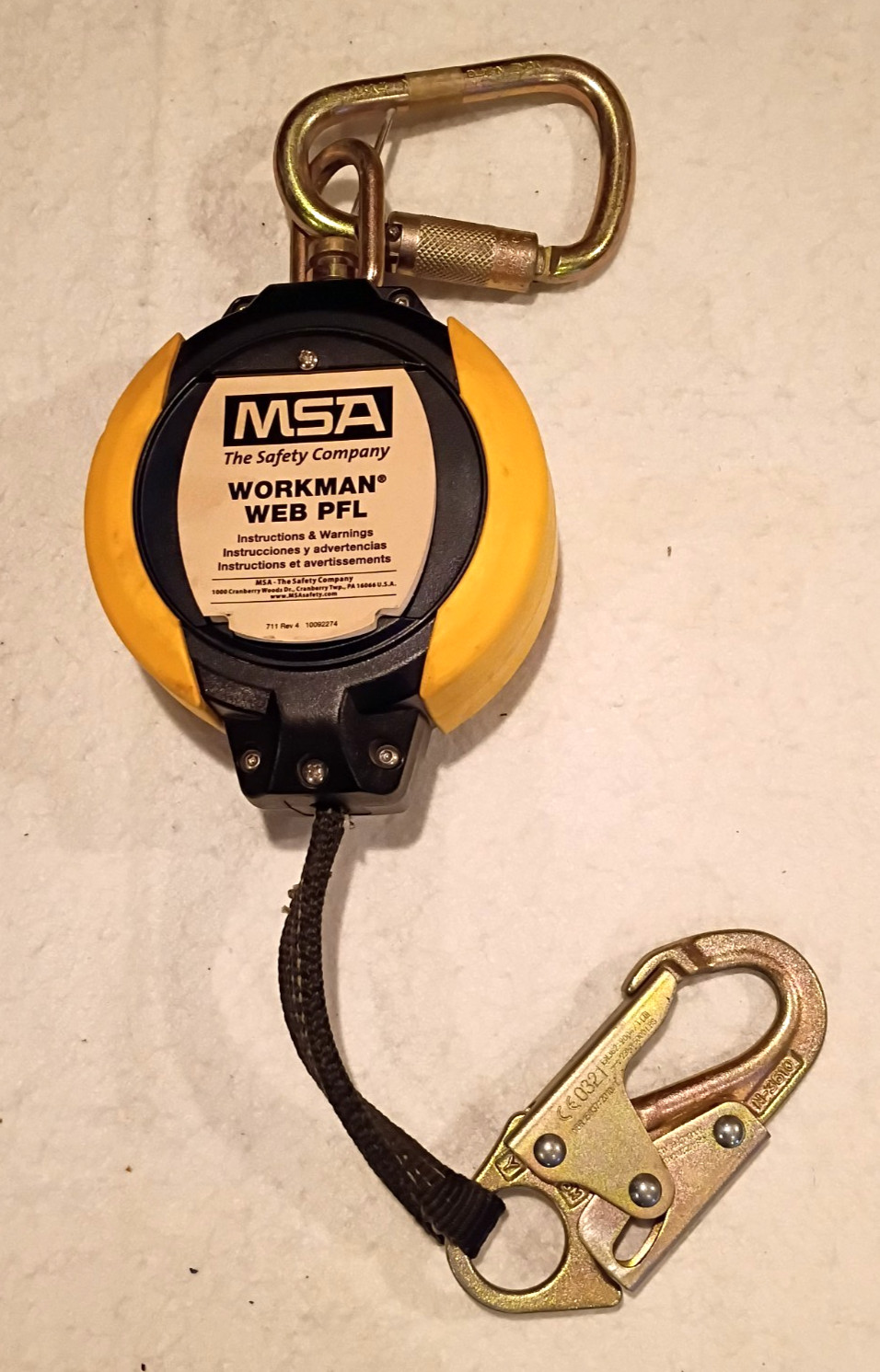 MSA WORKMAN WEB PFL 10ft Personal Fall Limiter Model #10093357 Previously Owned