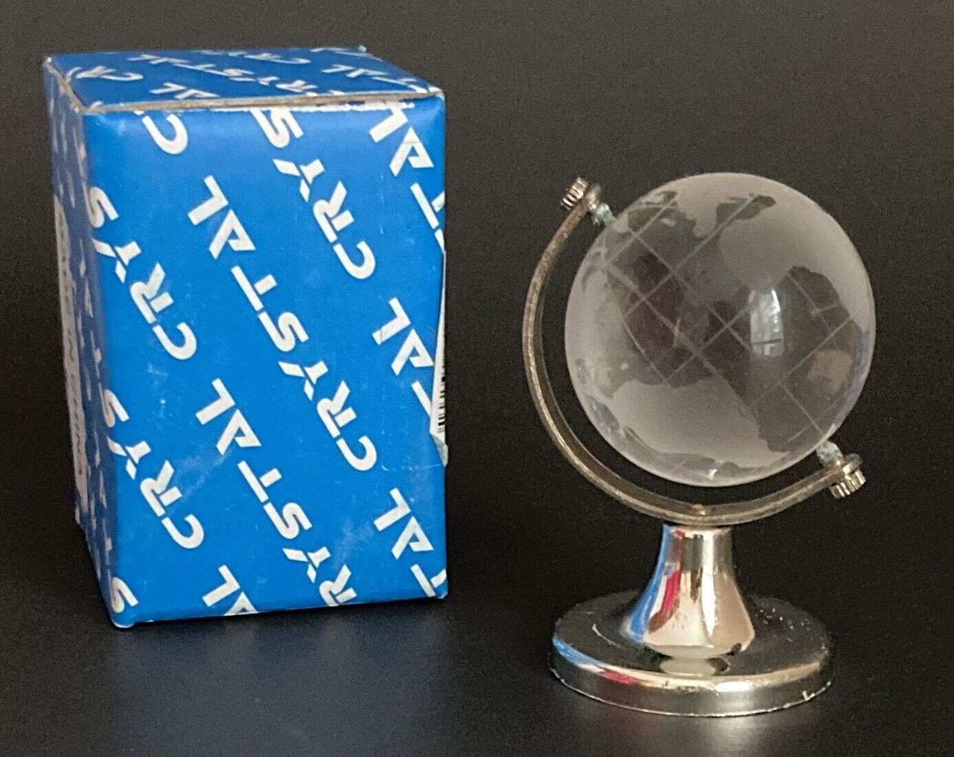 Frosted Glass World Globe Miniature 3" - NEW IN BOX