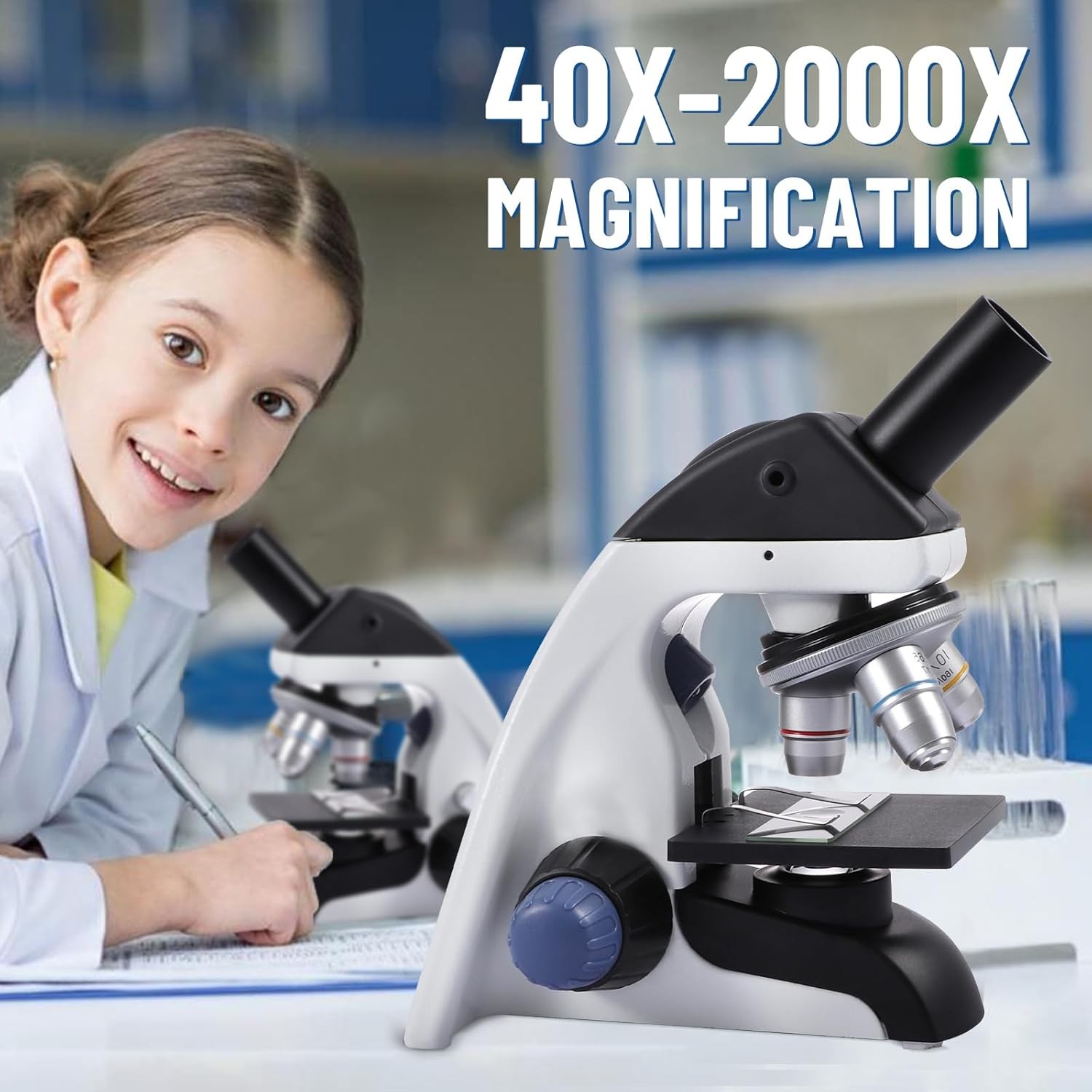 Professional Monocular Compound Microscope Kit 40-2000X Magnification