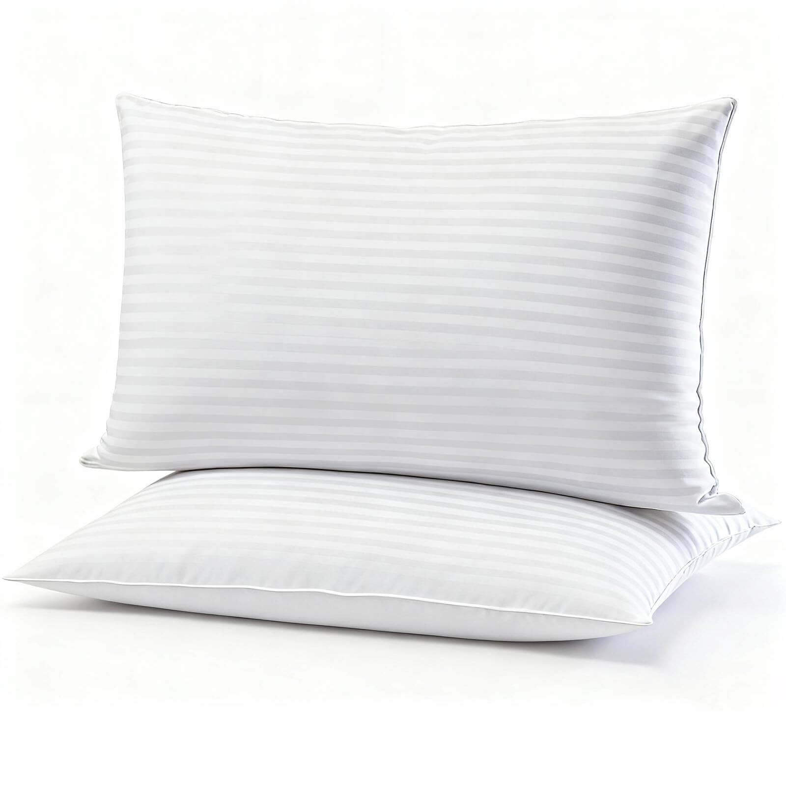 Gooeb Flat Ultra Thin Bed Pillows Standard/Queen(2 Pack), Stripes