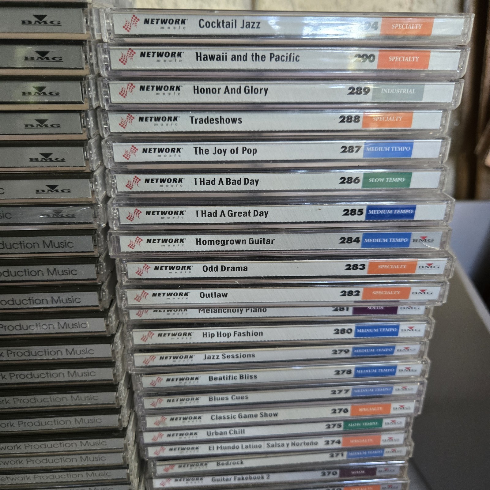 Network Production Music Audio CDs & Sound Effects Sampling 288 CD LOT w/Catalog