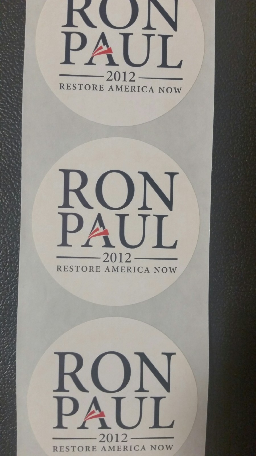 RON PAUL 2012 Bumper Stickers (set of 10) white round 2-in Official Campaign NEW